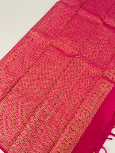 Exclusive Kanchipuram Pure Silk Saree | Pink | Pure Zari | Handwoven | Ships from California | Pushpam - ShopNaya Exclusive